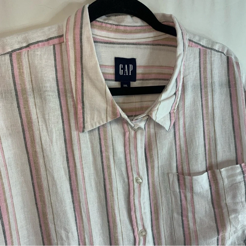 NWT GAP Linen Blend Striped Button Down Top, size XXL - Picture 5 of 12